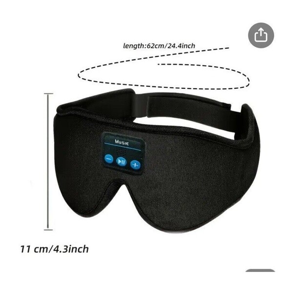 Sleep Mask Sleep Headphones Bluetooth 3D Wireless Music Sleeping Black - Picture 8 of 12